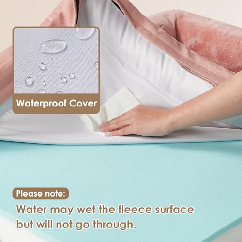 Image of EHEYCIGA Orthopedic Dog Bed for Medium Dogs, Waterproof Memory Foam Medium Dog Beds with Sides, Non-Slip Bottom and Egg-Crate Foam Pet Couch Bed with Washable Removable Cover, Dusty Pink