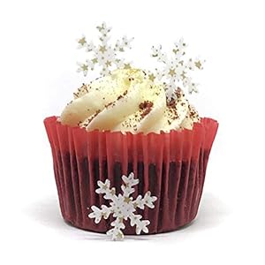 50 voorgesneden eetbaar waferpapier mini gouden ster patroon kerst sneeuwvlokken taarttoppers – perfect voor kerst…