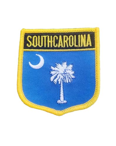 NIUYIBAO 1 PCS Peltate South Carolina Flag Patches Iron On or Sew On Embroidered Tactical Military National South Carolina Patch