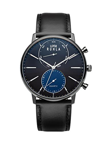 UMR RUHLA Orologio Da Uomo Modello 36181 – Quarzo, Cassa Acciaio 42 Mm, Cinturino In Pelle Nero, 5 ATM
