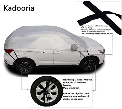 Kadooria Safe View Half Car Cover Top Waterproof/Windproof/Dustproof/Windshield Cover Snow Winter Summer (SUV YL(185"-197"))