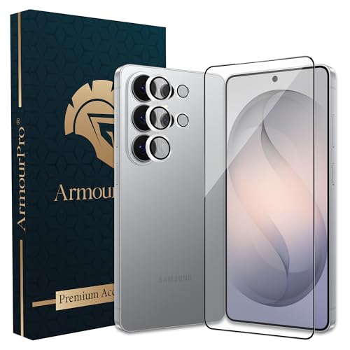 Image of ArmourPro Edge to Edge Tempered Glass for Samsung Galaxy S26 Ultra with Silver Camera Ring Guard, 9H Screen Protector, Anti-Scratch, Anti-Fingerprint, Bubble-Free Installation Kit