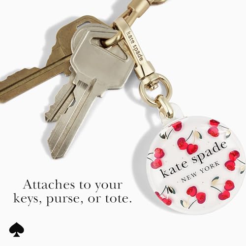 Image of kate spade new york AirTag Holder with Gold Ring Clip - Cherry Dot | Stylish, Anti-Scratch, and Protective Case for Apple AirTag - Attaches Securely to Bags, Luggage, Keys, Purse, Totes & More