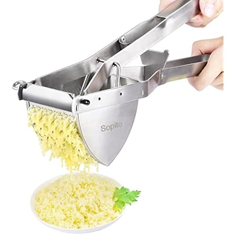 Kartoffelpresse, Sopito Kartoffelpresse Edelstahl Baby Essen Obst und Gemüse kartoffelstampfer für Cremige Flauschige Kartoffelpüree und Lebensmittelrezept Cover