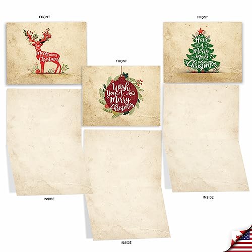 Image of The Best Card Company - 10 Blank Merry Christmas Note Cards (4 x 5.12 Inch) - Boxed Holiday Notecards with Envelopes - Holiday Knockout M6666XSB