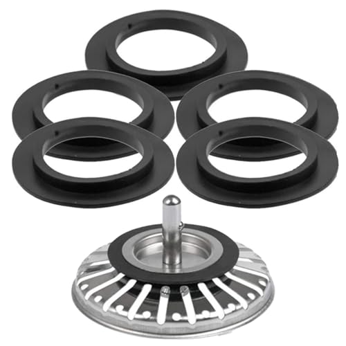 YUVKIN Lot de 5 Joints Universels pour Bonde d'Évier, Accessoires de Bouchon d'Évier, Joint de Remplacement pour Évier et Bonde (Ø intérieur 32 mm, Ø extérieur 54...