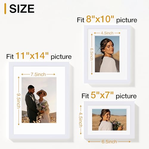 Image of Vittanly Picture Frames set of 7, Picture Frames Collage Wall Decor for Wall or Tabletop Display, Multi Sizes with 1Pcs 11x14, 2Pcs 8x10 and 4Pcs 5x7 Photo Frames, Gallery Wall Frame Set in White