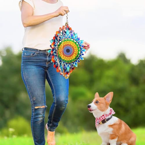 Image of The Artment Celestial Harmony Multicolor 12inch StainlessSteel Vibrant 3D Sculpture for Indoor and Outdoor Use Wind Spinner (Model - 5)