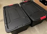 Set of 2 Black 40 Gallon Industrial Tote Plastic Bins with Wheels - Convenient Storage Solution