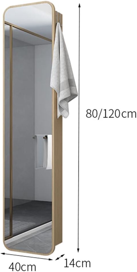 Jewelry Armoire Wall Mounted/Door Hanging Mirror,Large Capacity Jewelry Organizer Storage Box for Women Girls,Solid Wood Mirror Cabinet, Mirror with Shelf (White 80cm)