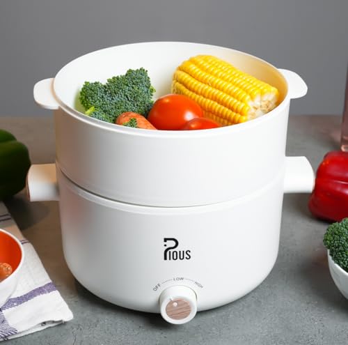 Image of Pious 2L Electric Ceramic Kettle Pot with Steamer, 700W (White)