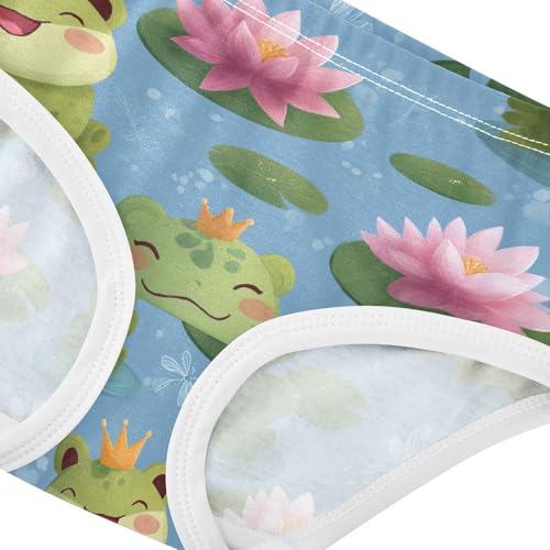 Wusikd Cute Frogs Girls' Underwear Cotton Dragonfliesm Lily Girls Briefs Soft Toddler Underwear 2T4