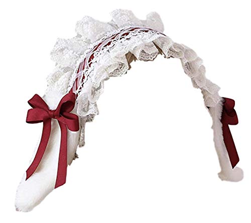 【J‘s select】兎耳 うさぎ耳 レディース レース ヘアアクセサリー カチューシャ 髪飾り (赤)