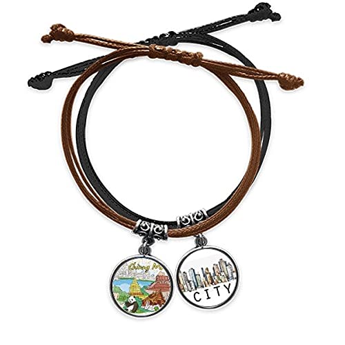 Bracelet Panda temple Chiang Maï en cadeau spirituel corde et cuir