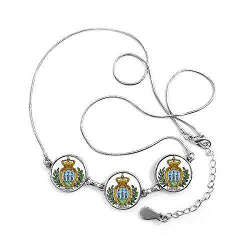 Collier Saint-Marin pendentif emblème national rond en bijoux homme avec chaîne décorative