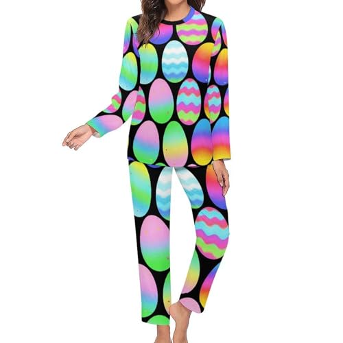 Image of Womens Pajamas Sets 2 Piece Long Sleeve Lounge Set Loose Pants Pj Sets Loungewear with Pockets
