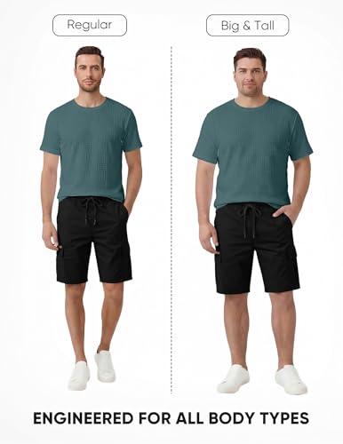 Image of JMIERR Mens T-Shirt Casual Stretch Solid Crewneck Short Sleeve Tees Textured Shirts