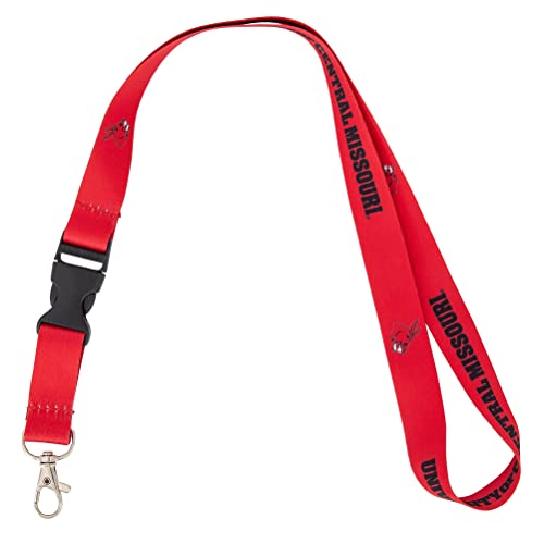 University of Central Missouri UCM Mules Car Keys ID Badge Holder Lanyard Keychain Detachable Breakaway Snap Buckle (Red)