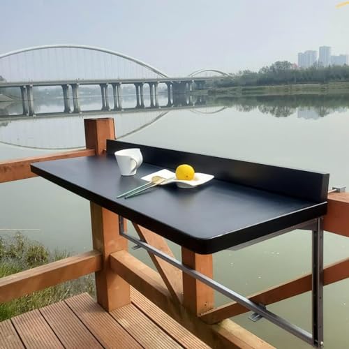Mesa de balcón colgante plegable para barandilla Schwarz 120 x 28 cm
