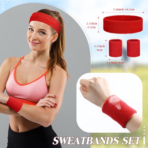 Image of Neon Sweatbands and Wristbands Bulk, Cotton Sports Headbands for Team Spirit, School Field Day, 80s 90s Party, Soccer Fan Accessories, Gym, Cheer and Group Events
