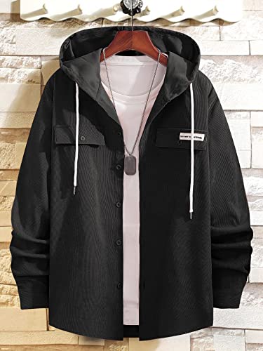 Yamekaer Men Casual Drawstring Hooded Corduroy Light Jacket #TOP2