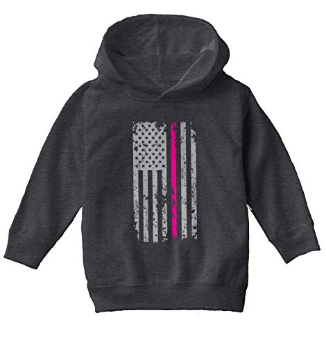 Haase Unlimited Silver American Flag - Pink Line Toddler/Youth Fleece Hoodie