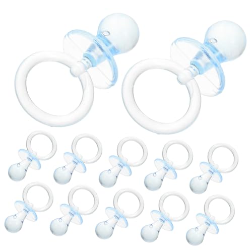 Toyvian 12 piezas Colgantes de Chupetes Decorativos para Shower Adornos Pequeños para Mesa y Recuerdos de Fiesta Color Azul Transparente