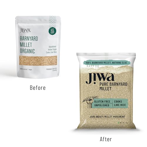 Image of Jiwa Pure Barnyard Millet | 1 Kg | Unpolished | Cooks In 15 Minutes | Positive Millet | Sanva /Udalu /Bhagar /Kuthiraivally Seeds | Upwas, Farali, Vrat | Ancient Grain | Low GI | Gluten Free