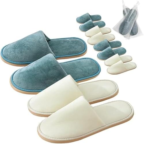 MOTIM 6 Pairs Non Slip Disposable Slippers for Guest Washable Reusable Velvet House Slippers Unisex for Travel House Indoor Party Bedroom Hotel Wedding One Size