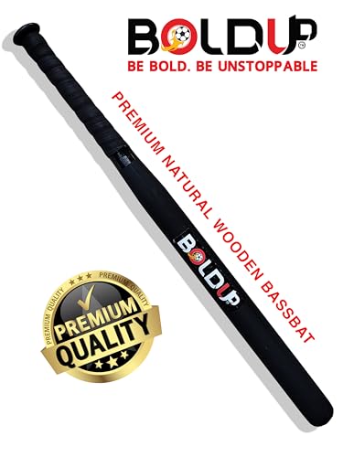 Image of Wooden Baseball Bat - 32 Inch Solid Hardwood Stick for Self Defense & Home Safety - Heavy Duty (Combo Black BASSBAT)