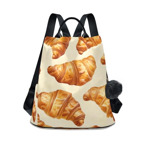 Sac à dos beige croissant femme voyage poche zippée antivol dos
