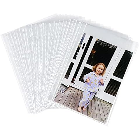 25 Sheets Clear Photo Album Refill Pages A5 Soft PP Photo Sleeves Refill for Photo Card Postcard 6 Hole Photo Album Sleeves 1 Pockets Per Photo Protector Sleeves Cover