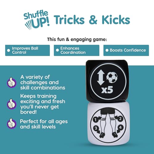 Shuffle Up Tricks & Kicks Soccer Dice Game - Soccer Challenging Skills Training Dice, Outdoor & Indoor Soccer Games for Kids, Kick Ups Training Dice, Soccer Gifts for Boys & Girls | (2 Dices) by Shuffle Up - Image 4