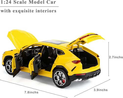 Image of Model 1:24 Lamborghini Urus Model Alloy Metal Pull Back Die-cast Car Openable Doors with Sound and Light Vehicle Car Toy for Kids - Multicolor