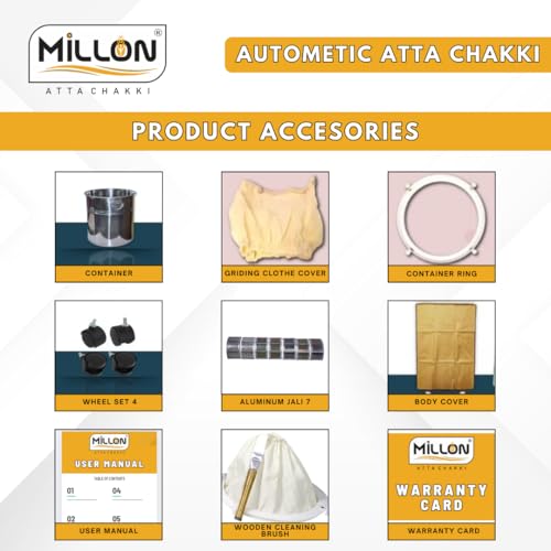 Image of MILLON Fully Automatic Domestic Flour Mill Machine, Atta Chakki, Aata Maker Flourmill RED Cross