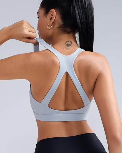 Image of RUNNING GIRL Sports Bras for Women High Support Molded Cup High Impact Sports Bras with Sewn in Pads Racerback Running Bra(3113 Ash Grey M)