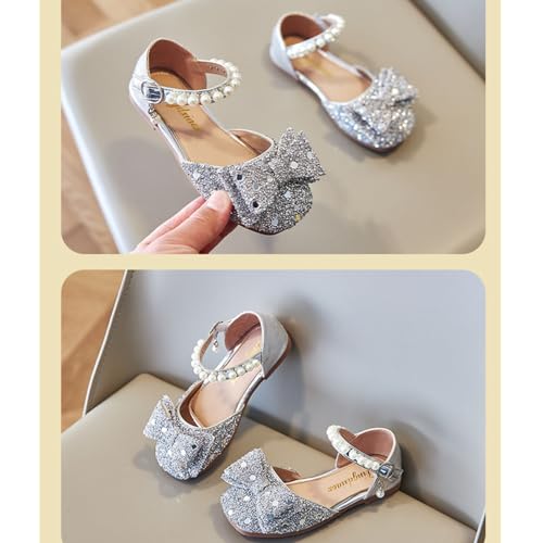 Little Girls Sandals Glitter Dress Shoes Sequins Princess Sandals Toddler Flower Wedding Party Shoes Mary Jane Bowknot Rhinestone Princess Ballet Flats3
