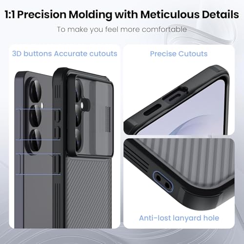 Image of Nilkin Classic Series Compatible Samsung S26 Plus Case with Camera Cover, [Camera Lens Protector] [Scratch-Resistant] [360 Full Protection] Shockproof Slim Phone Case (Transparent Black, S26Plus)