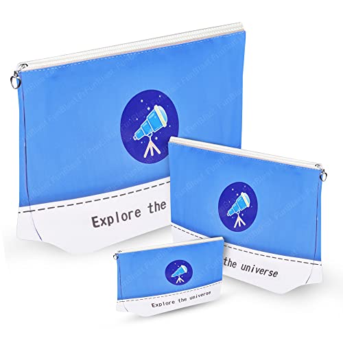 Image of FunBlast Multipurpose Canvas Pouch - Pack of 3 Pcs Pouch with Zipper Lock, Stationary Organizer Pouch, Travel Accessories Pouch Bag, Cosmetic Bag, Money Purse, Handbag (Universe)