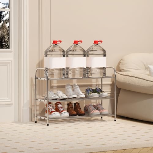 3 Tier Expandable Shoe Rack for Closet, Stainless Steel Shoe Shelf, Strong Weight Capacity Shoes Organizer, Easy to Install and Saving Space Standing Shelf with Sturdy Frame(3 Tier) - Image 5