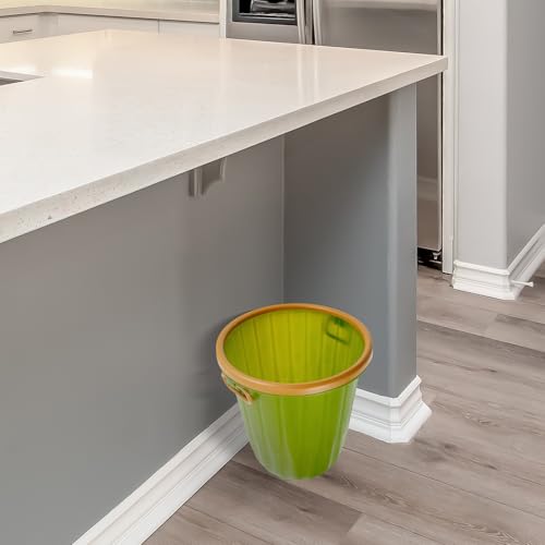 Caneca de basura verde grande de plástico con anillo de presión miniatura 6