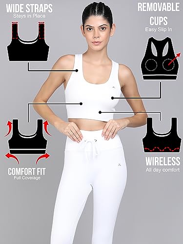 Image of Kobo Medium Impact Slip on Everyday Sports Bra for Women - Lightly-Padded, Non-Wired & High Coverage | Lined Cups with Removable Inserts (Imported)