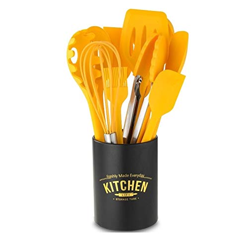 Juego de utensilios de cocina de silicona, espátula antiadherente, caja de almacenamiento de silicona, utensilios de cocina, 10 Uds.