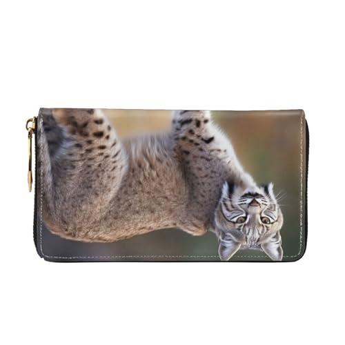 Wild bobcat Women's Wallet Large Capacity Credit Card Holder Zip Phone Clutch Ladies Travel Purse2