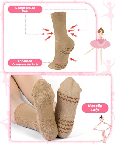 Image of Twistover 4 Pairs Dance Non Slip Socks for Dancer Women Girls Ballet Dancing Socks with Spin Spot Compression Ankle Stockings