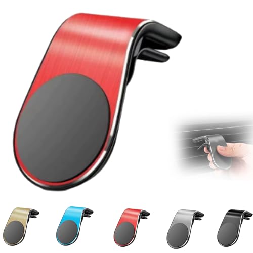 Mobile Phone Navigation Magnetic Bracket Magnetic Bracket Phone Holder for Car Universal Non Slip Vent Clip Magnetic PhoneHolder L Type 360 Rotating Car PhoneMount for All Smartphones (Red)