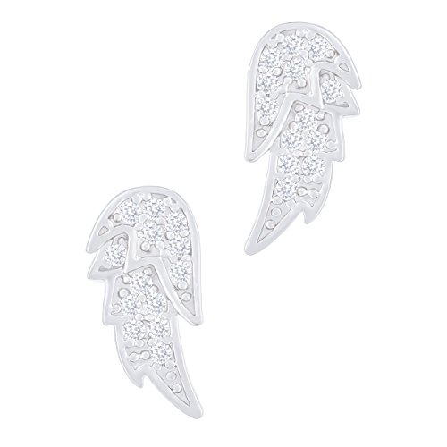 Orrous & Co. Legacy Collection Women's 18K White Gold Plated Cubic Zirconia Angel Wings Stud Earrings, One Size