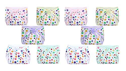 Image of Baby Cloth Diaper Cotton Hosiery Washable & Reusable Adjustable U-Shaped Cloth Diaper With Insert Cushioned Padded Langot Nappy Tying Langot For Babies- Pack of 10 (Medium)