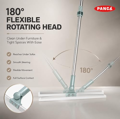 Image of PANCA Floor Cleaning Mop, Long Handle Wet & Dry Wiper for Home & Tiles