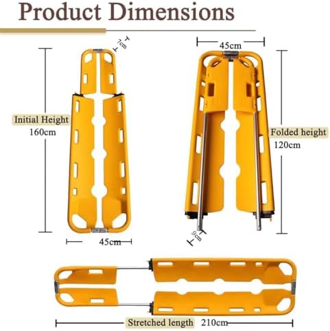 Foldable Plastic Scoop Stretcher - Adjustable Length Medical Transport Stretcher for Emergency, Hospital, Clinic, Home & Sports Venues - Portable Ambulance Rescue Flat Stretcher with Head Support